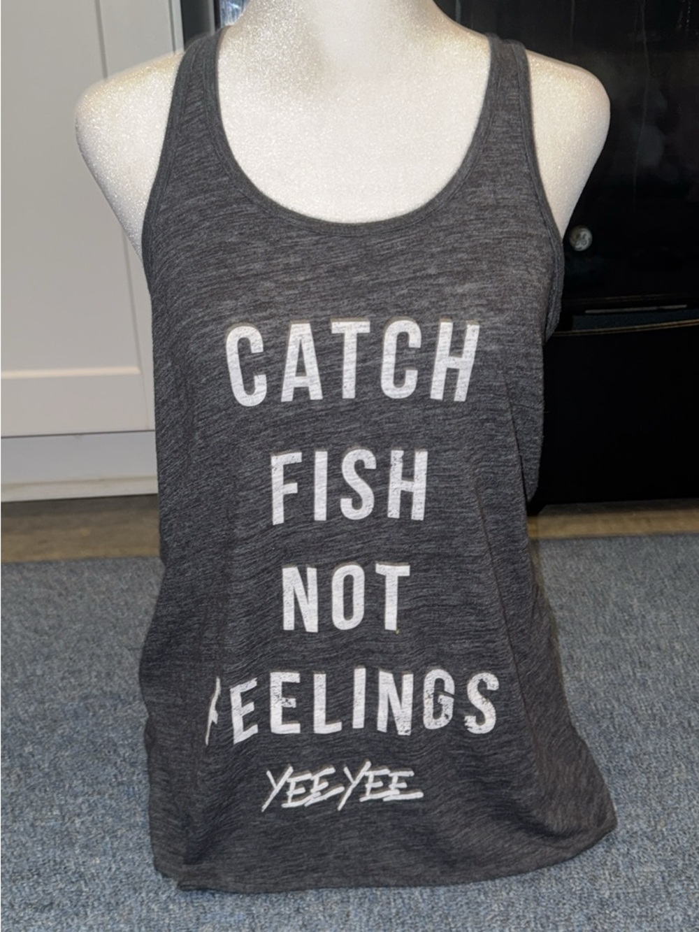 Yee Yee Women's Charcoal 'Catch Fish Not Feelings' Racerback Tank